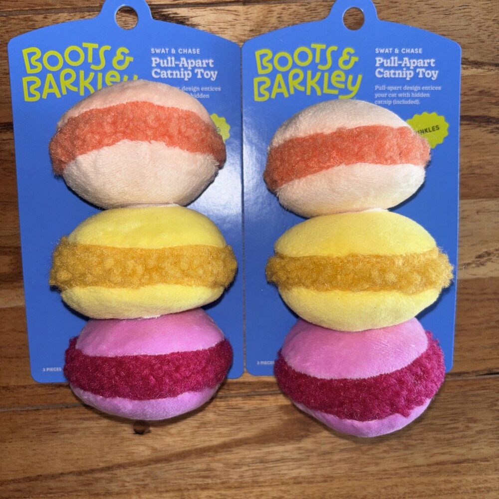 Boots & Barkley Macaron Pull-Apart Trio Cat Toy Pack Of 2 Packages
